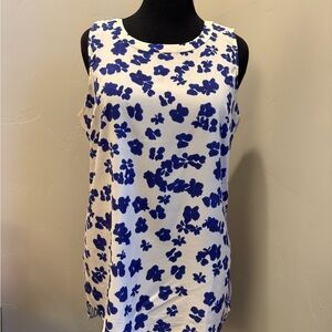 CAbi Blue Floral and Stripe Sleeveless Top